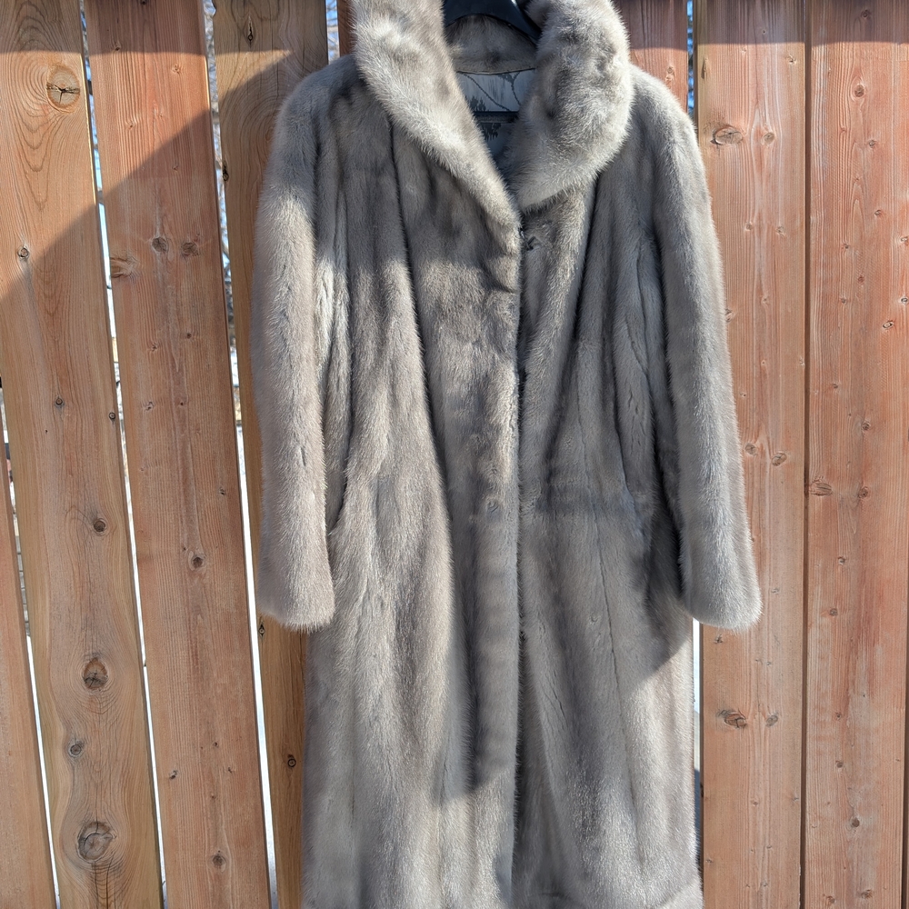 Vintage Sapphire Silver Mink Long Fur Coat